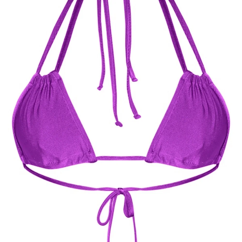 Purple Halterneck Mini Ruched Triangle Bikini - Picture 2 of 5